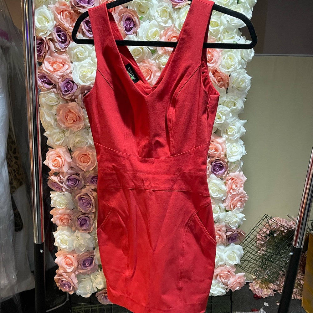 Bebe red v-neck minidress